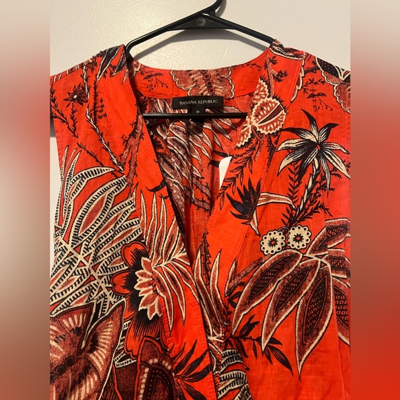 Banana Republic Stampa Mini Wrap Dress Red Floral - Picture 9 of 9